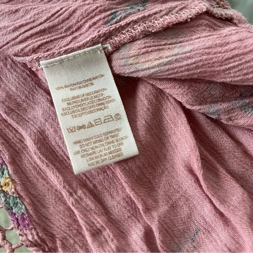 Free People Just the‎ Two of Us Tunic Top Womens XS Pink Floral Boho Hippie